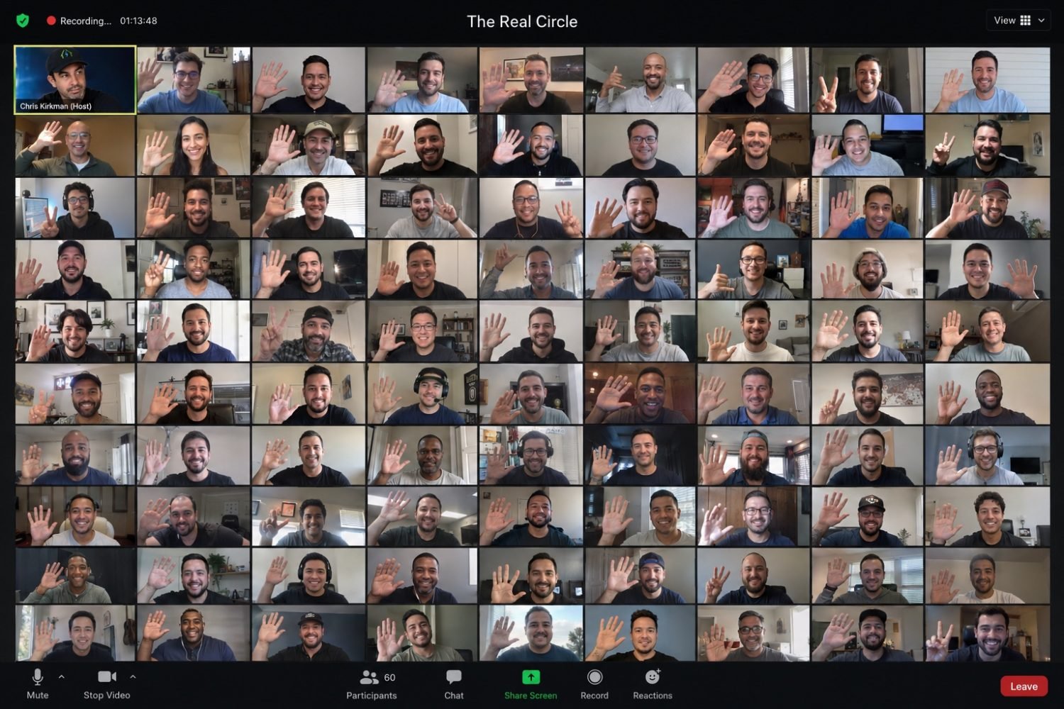 A live REal Circle call with sixty members