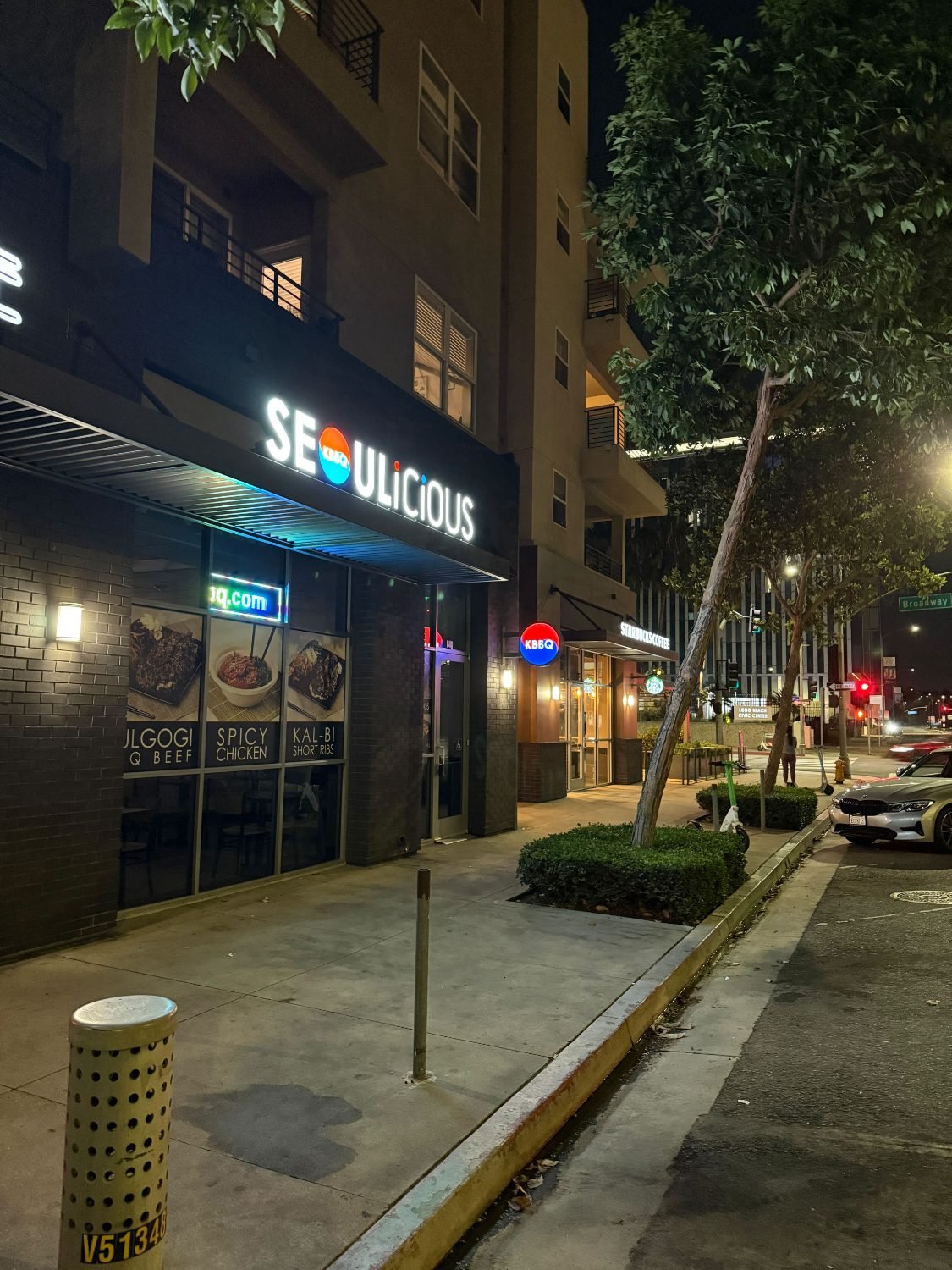 Seoulicious KBBQ storefront at night